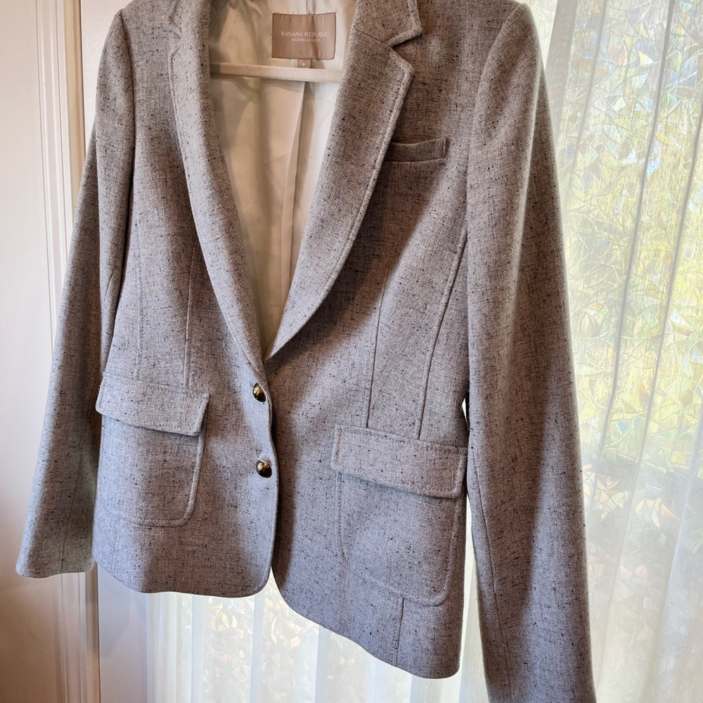 Banana Republic Light Gray Wool Blend Women's Blazer